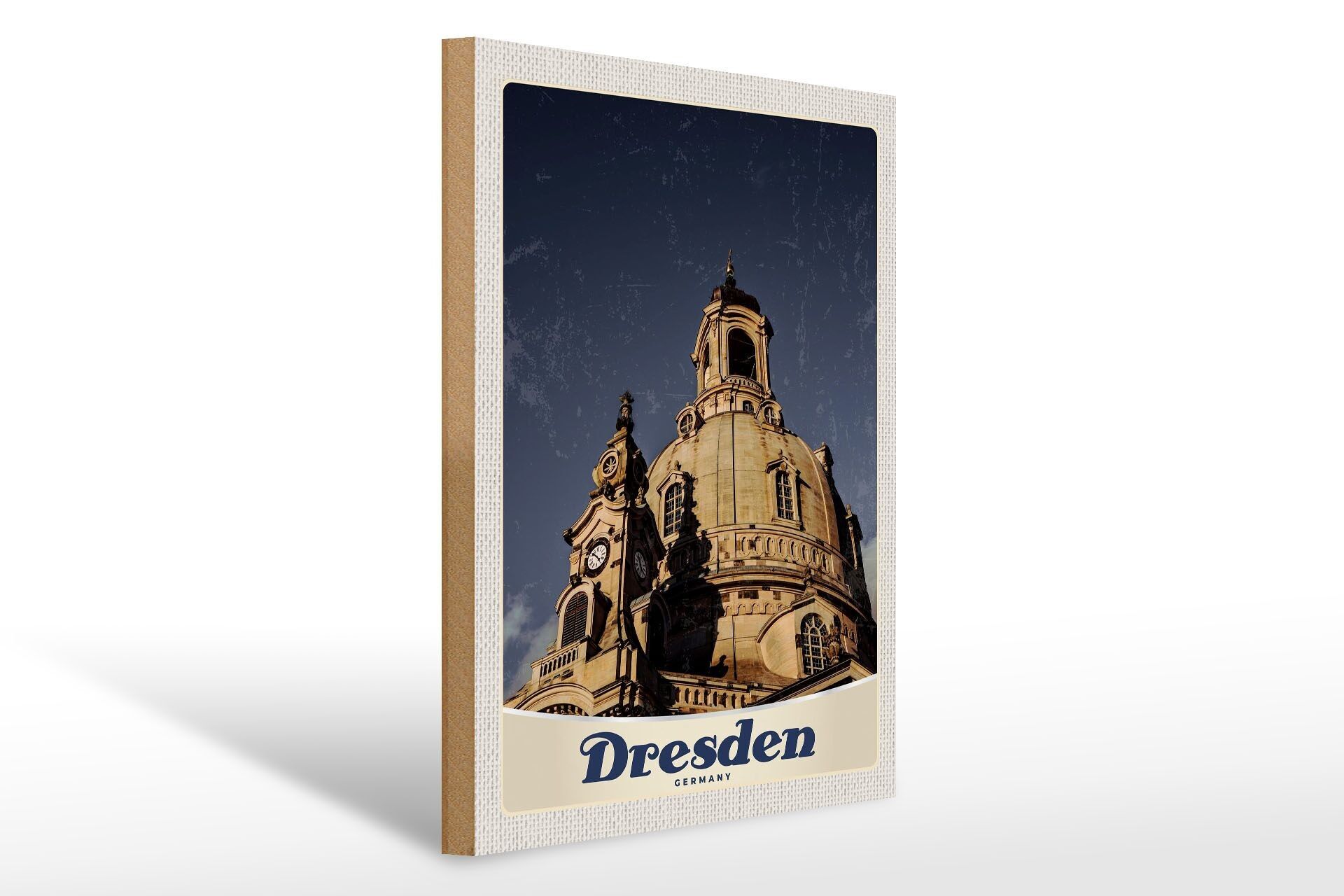 Cartello in legno da viaggio 30x40 cm Casa a cupola in legno di Dresda