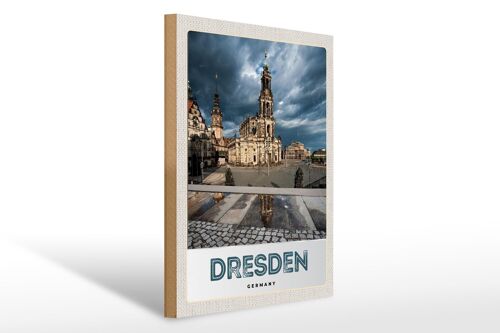 Holzschild Reise 30x40cm Dresden Deutschland Architektur Stadt