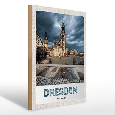 Cartello in legno da viaggio 30x40 cm Dresda Germania architettura città