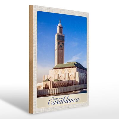 Wooden sign travel 30x40cm Casablanca Morocco architecture Africa