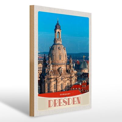 Cartello in legno da viaggio 30x40 cm Frauenkirche di Dresda in legno