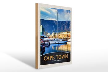 Panneau en bois voyage 30x40cm Cape Town Afrique du Sud Yacht Montagnes Mer 1