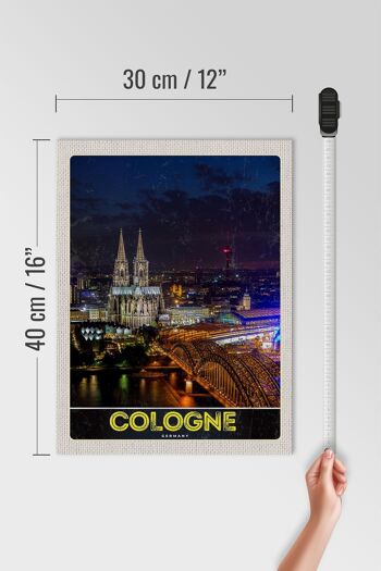 Panneau en bois voyage 30x40cm Cologne Allemagne Pont de la Cathédrale Gare 4