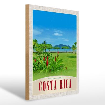 Cartel de madera viaje 30x40cm Costa Rica Centroamérica playa mar
