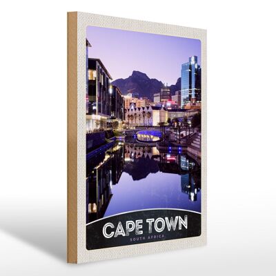 Cartel de madera viaje 30x40cm Ciudad del Cabo Sudáfrica ciudad vacaciones de lujo