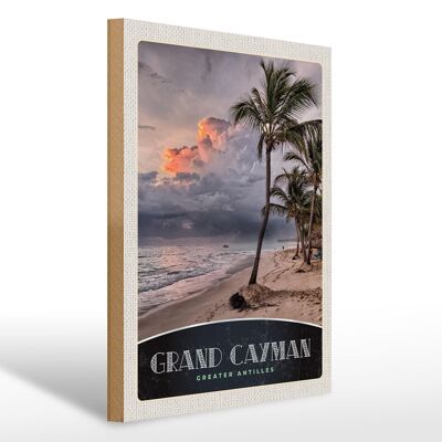 Cartel de madera viaje 30x40cm Gran Caimán Isla América Caribe