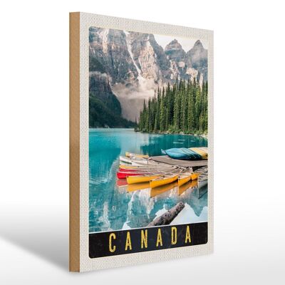 Cartello in legno viaggio 30x40cm Canada mare montagna vacanza in barca