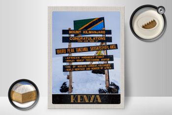 Panneau en bois voyage 30x40cm Kenya Afrique Mont Kilimandjaro 5895 M 2