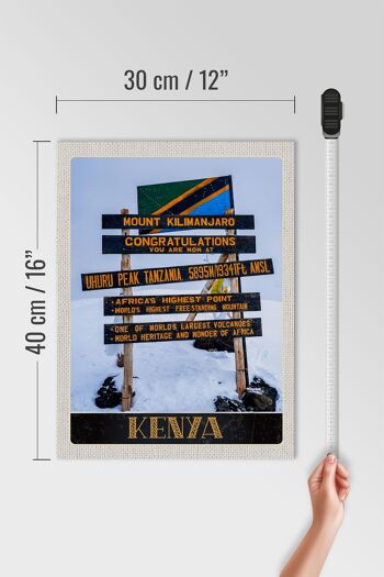 Panneau en bois voyage 30x40cm Kenya Afrique Mont Kilimandjaro 5895 M 4