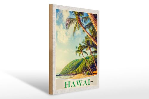 Holzschild Reise 30x40cm Hawaii USA Amerika Insel Strand Meer