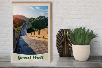 Panneau en bois voyage 30x40cm Chine Grande Muraille de Chine 500 m de haut 3