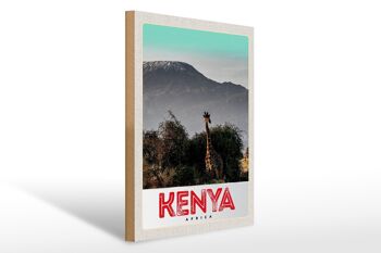 Panneau en bois voyage 30x40cm Kenya Afrique de l'Est Girafe Wilderness Nature 1