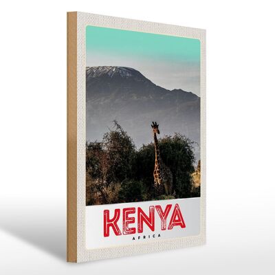 Panneau en bois voyage 30x40cm Kenya Afrique de l'Est Girafe Wilderness Nature