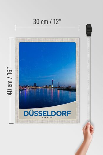 Panneau en bois voyage 30x40cm tour du pont de la ville fluviale de Düsseldorf 4