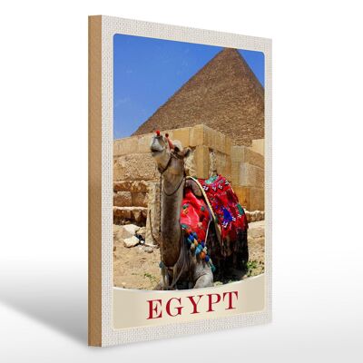 Cartel de madera viaje 30x40cm Egipto África camello desierto vacaciones