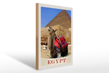 Panneau en bois voyage 30x40cm Egypte Afrique chameau désert vacances 1