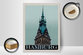 Panneau en bois voyage 30x40cm Hambourg Allemagne architecture d'église 2