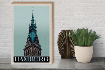 Panneau en bois voyage 30x40cm Hambourg Allemagne architecture d'église 3