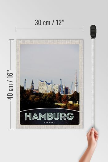 Panneau en bois voyage 30x40cm ville de Hambourg Allemagne port nature 4