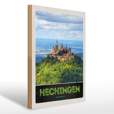 Cartello in legno da viaggio 30x40 cm Hechingen Veduta del castello di Hohenzollern