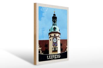 Panneau en bois voyage 30x40cm Leipzig Allemagne église visite de la ville 1