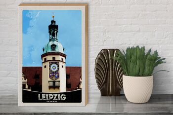 Panneau en bois voyage 30x40cm Leipzig Allemagne église visite de la ville 3