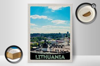 Panneau en bois voyage 30x40cm Vue de la visite de la ville de vacances en Lituanie 2