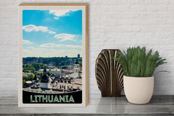 Panneau en bois voyage 30x40cm Vue de la visite de la ville de vacances en Lituanie 3