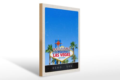 Holzschild Reise 30x40cm Las Vegas Nevada Amerika USA Casino