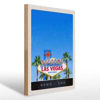 Cartel de madera viaje 30x40cm Las Vegas Nevada America USA Casino