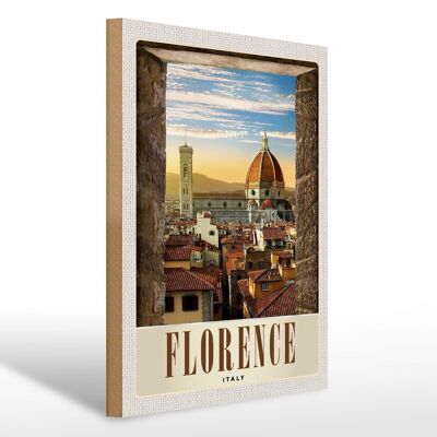 Cartel de madera viaje 30x40cm Arquitectura de la iglesia del casco antiguo de Florencia