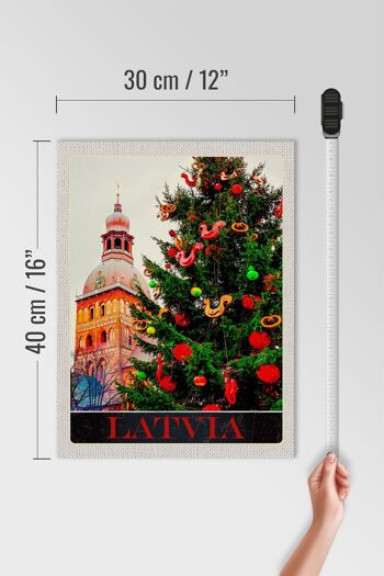 Panneau en bois voyage 30x40cm Lettonie Europe Noël Hiver 4