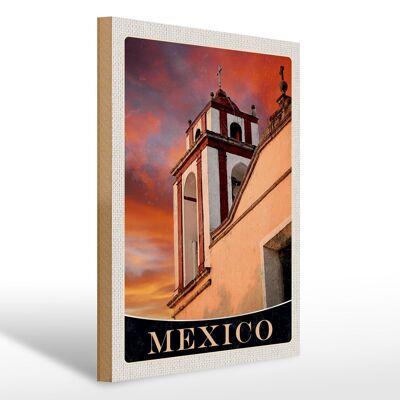 Cartel de madera viaje 30x40cm México América Estados Unidos Iglesia Edad Media