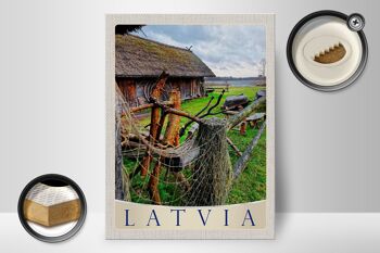 Panneau en bois voyage 30x40cm Lettonie nature chalet vacances Europe 2