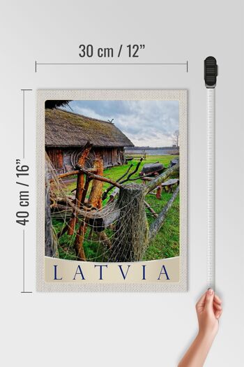 Panneau en bois voyage 30x40cm Lettonie nature chalet vacances Europe 4