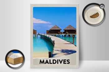 Panneau en bois voyage 30x40cm Maldives île Amérique vacances mer 2