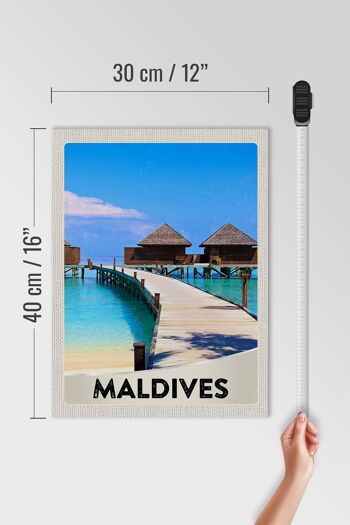 Panneau en bois voyage 30x40cm Maldives île Amérique vacances mer 4