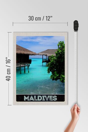 Panneau en bois voyage 30x40cm Maldives Amérique île mer soleil 4