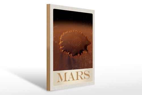 Holzschild Reise 30x40cm Mars Weltraum Abdruck roter Planet