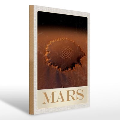 Holzschild Reise 30x40cm Mars Weltraum Abdruck roter Planet