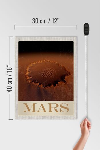 Panneau en bois voyage 30x40cm Mars espace imprimé planète rouge 4