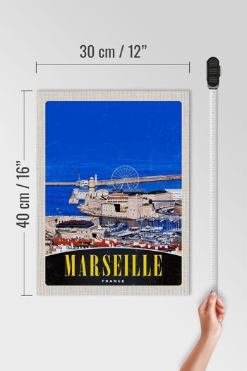 Panneau en bois voyage 30x40cm Marseille France ville grande roue 4
