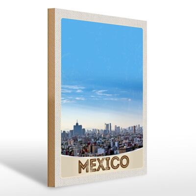 Cartel de madera viaje 30x40cm Vista México América USA vacaciones