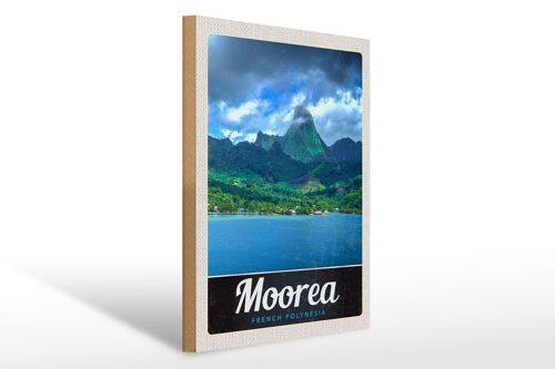 Holzschild Reise 30x40cm Moorea Französisch-Polynesien Insel