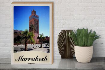Panneau en bois voyage 30x40cm Marrakech Maroc culture mosquée 3