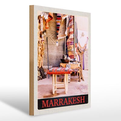 Cartel de madera viaje 30x40cm Marrakech Marruecos cultura vacaciones