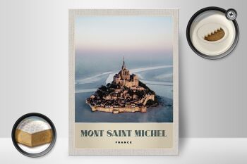 Panneau en bois voyage 30x40cm Mont Saint Michel France ville 2