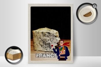 Panneau en bois voyage 30x40cm France moule fromage tradition 2