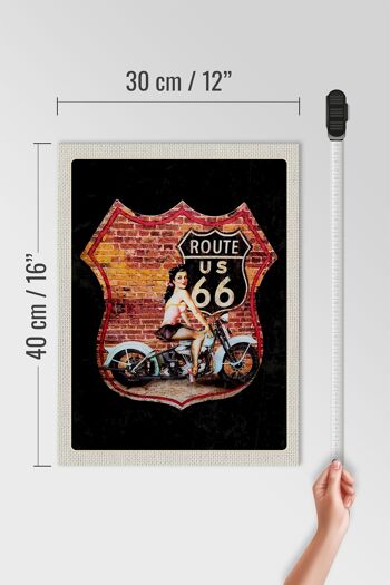 Panneau en bois voyage 30x40cm USA America Route US 66 Moto Femme 4