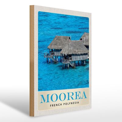 Cartello in legno da viaggio 30x40 cm Moorea Island South Pacific vacanza spiaggia